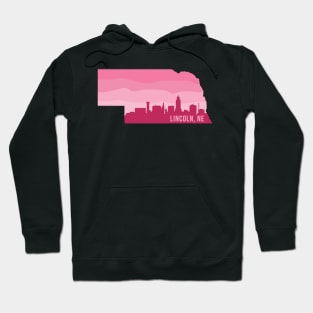 Nebraska Lincoln Skyline Pink Hoodie